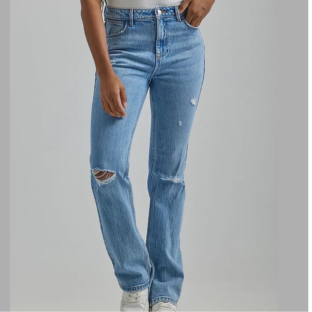 Wrangler High Rise Bold Boot Jeans Distressed Starcrossed Wash 14/32x32 NWT